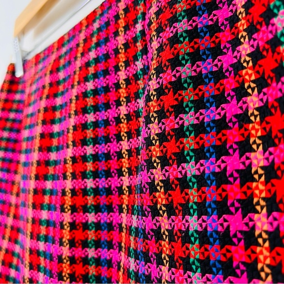 Vintage 90s Botston Proper Rainbow 🌈 Houndstooth Mini Skirt - Picture 8 of 9